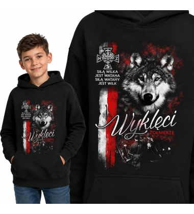 Bluza z kapturem dziecięca Patriotyczna  SIŁĄ WILKA